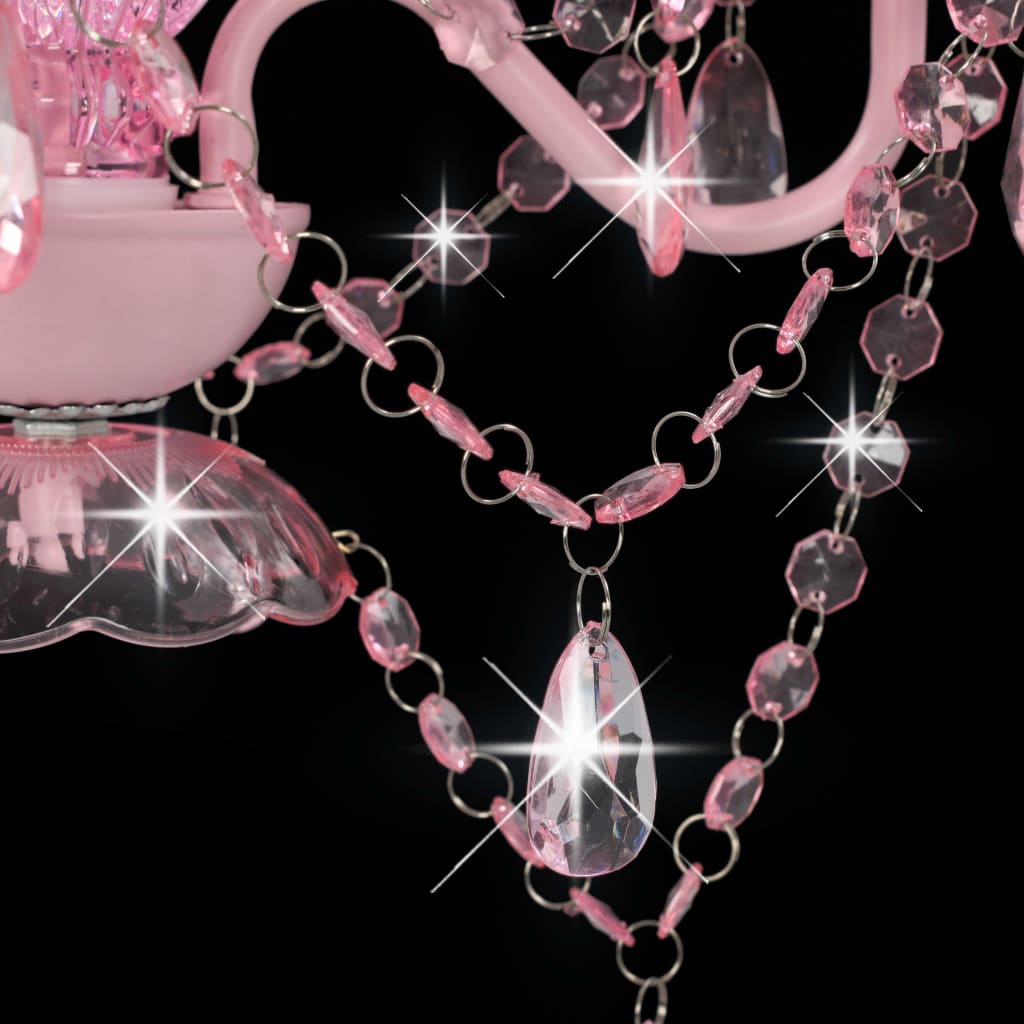 Kroonluchter Met Kralen Rond 3Xe14 Roze