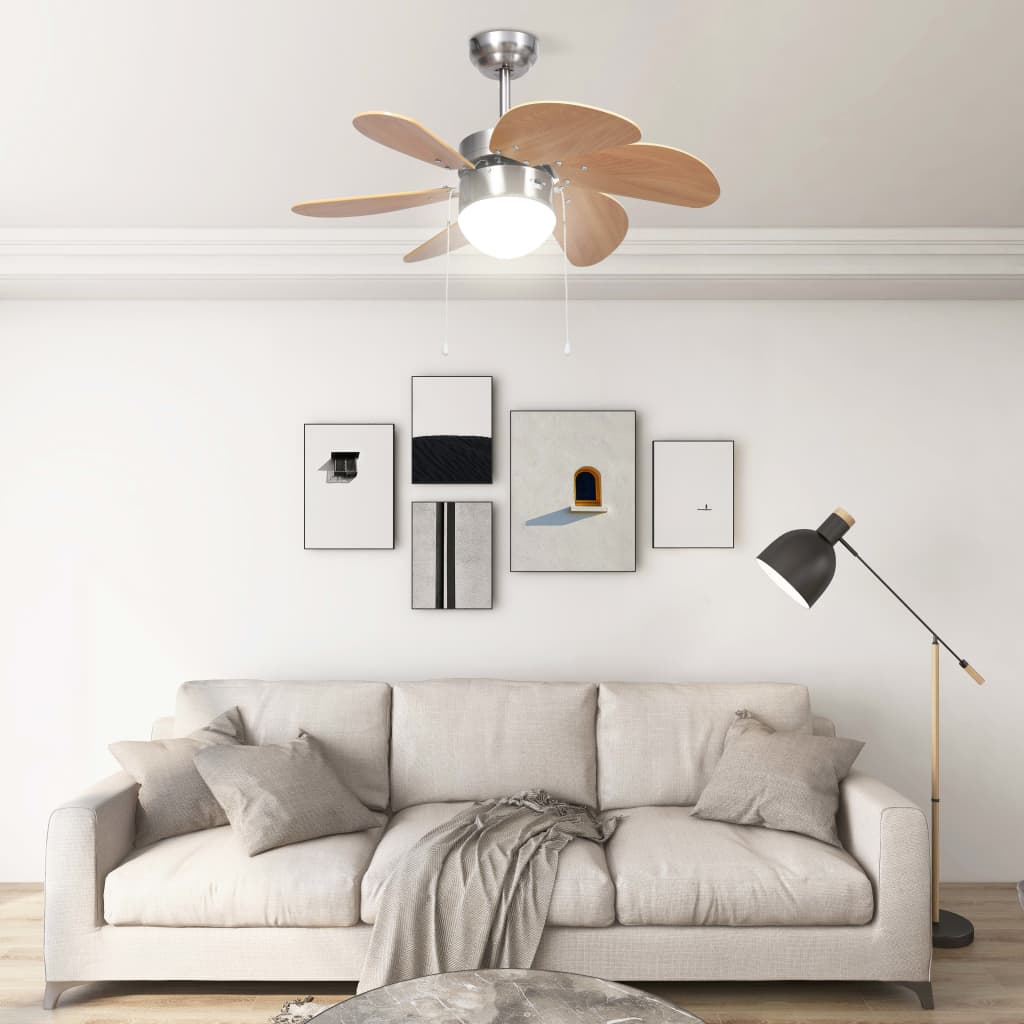 Plafondventilator Met Lamp 76 Cm Lichtbruin