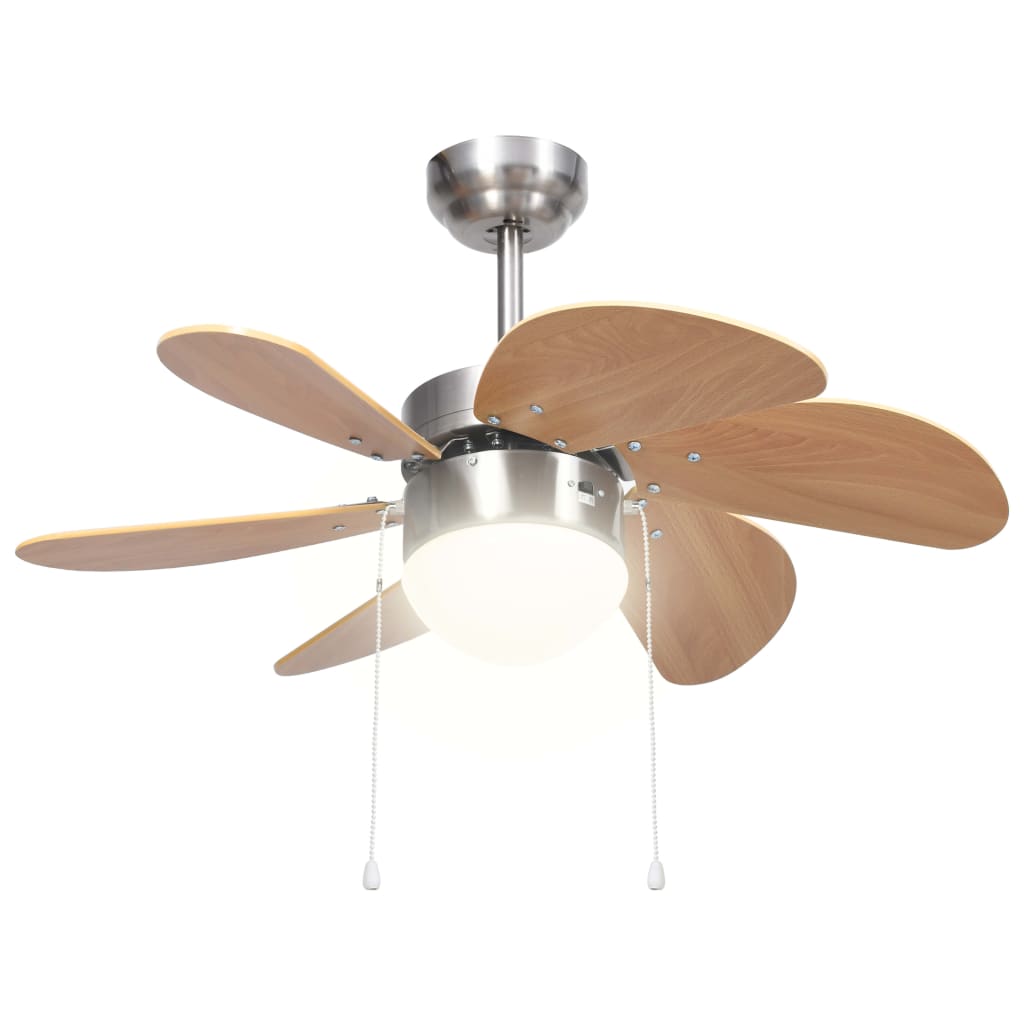 Plafondventilator Met Lamp 76 Cm Lichtbruin