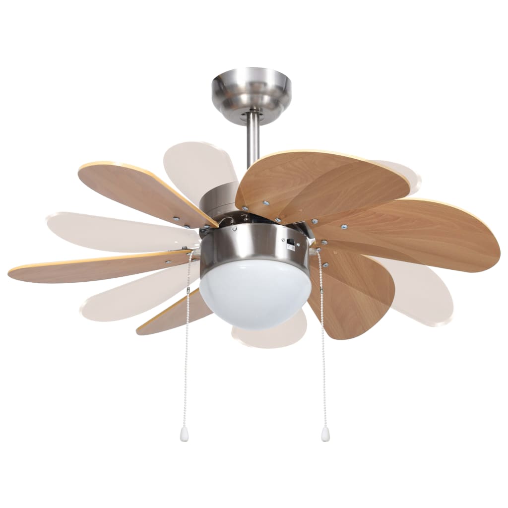Plafondventilator Met Lamp 76 Cm Lichtbruin