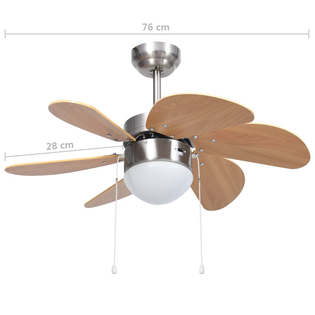 Plafondventilator Met Lamp 76 Cm Lichtbruin