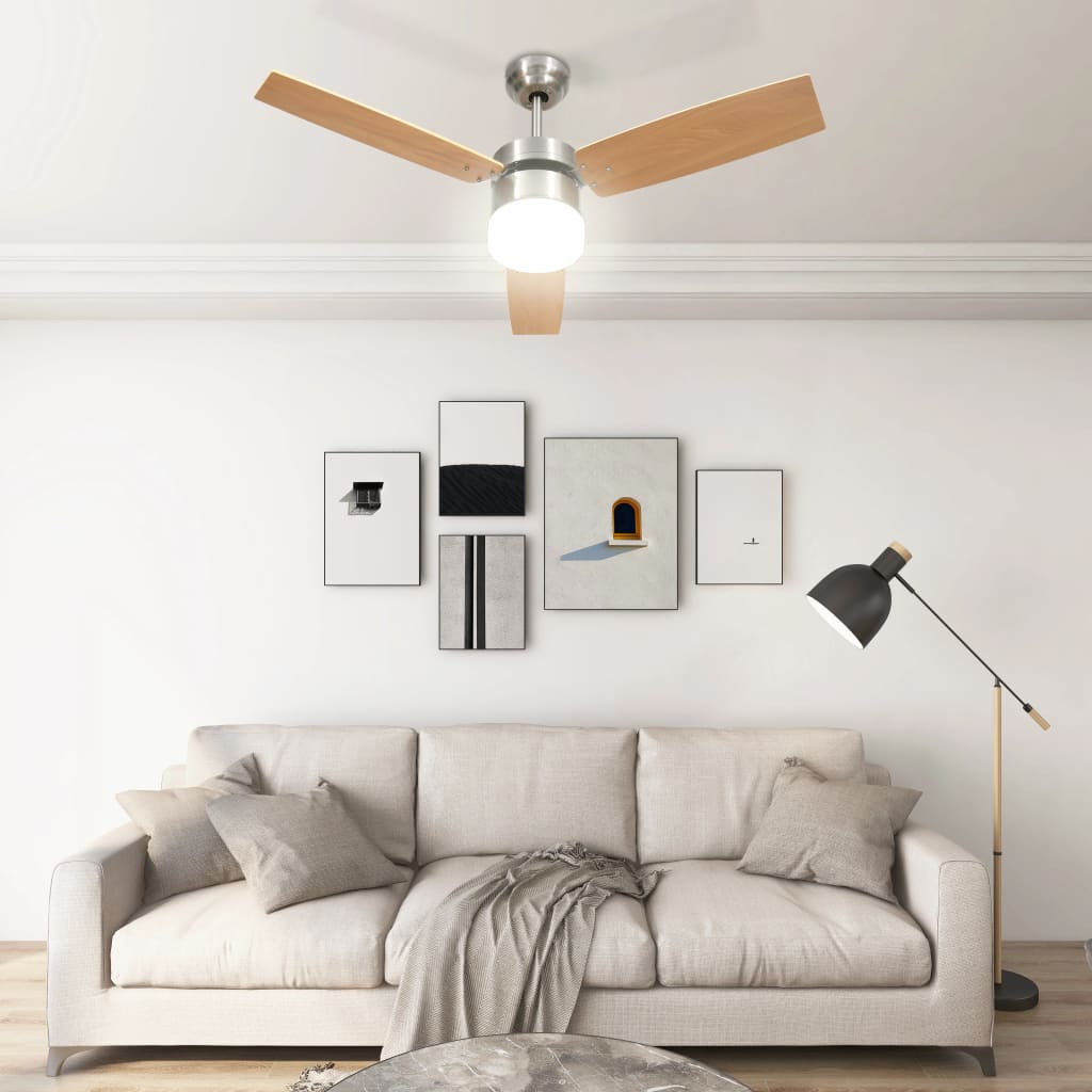 Plafondventilator Met Lamp Afstandsbediening 108 Cm Lichtbruin