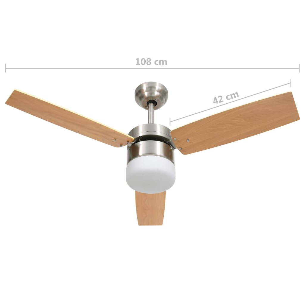 Plafondventilator Met Lamp Afstandsbediening 108 Cm Lichtbruin