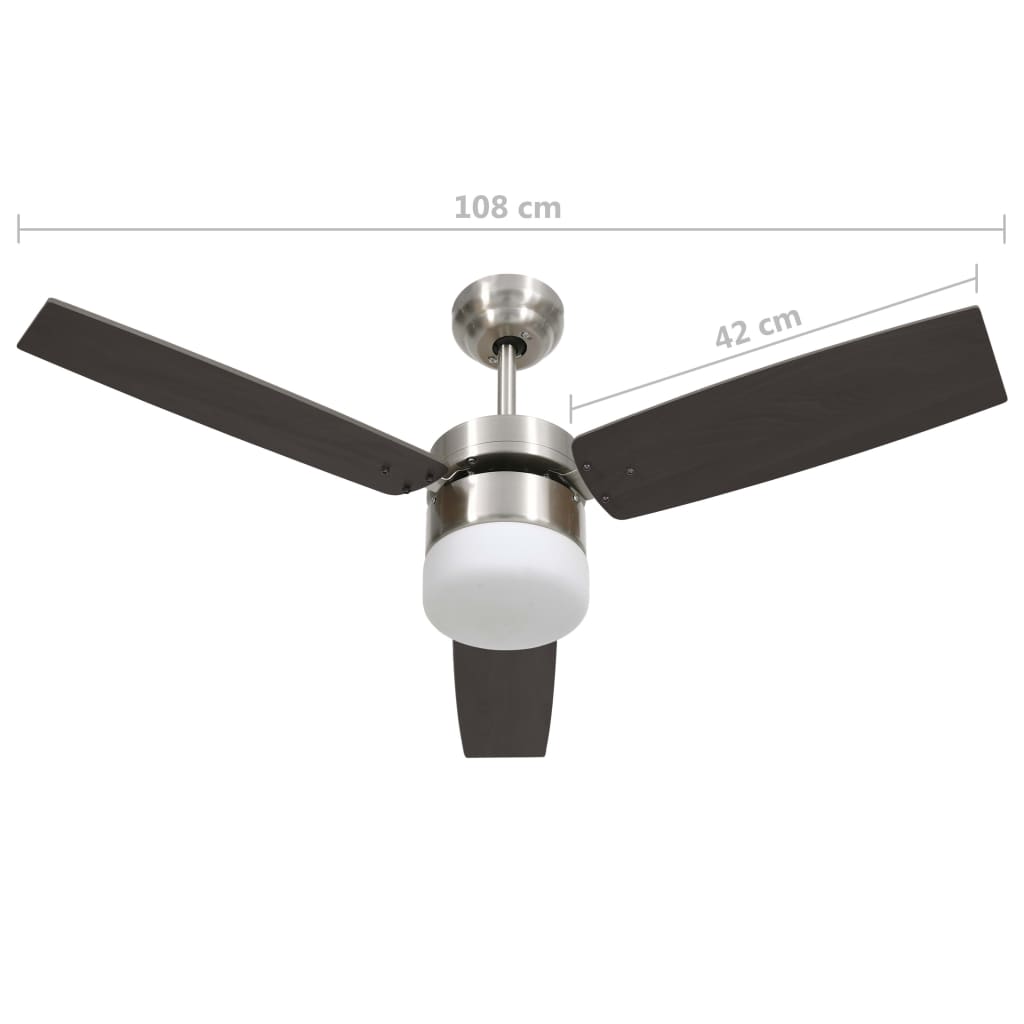 Plafondventilator Met Lamp Afstandsbediening 108 Cm Donkerbruin