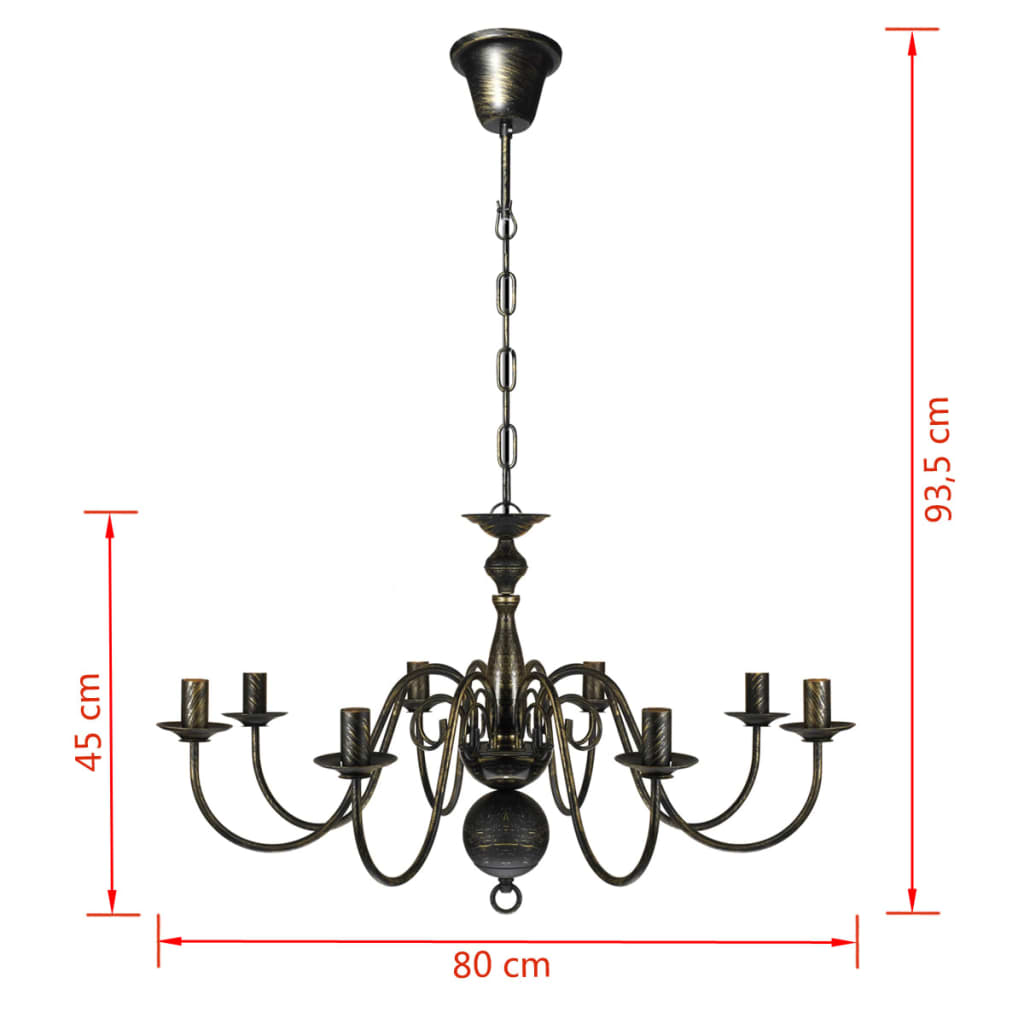 Kroonluchter Metaal X E4 Lampen Zwart