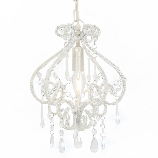 Plafondlamp Met Kralen Rond E14 Wit