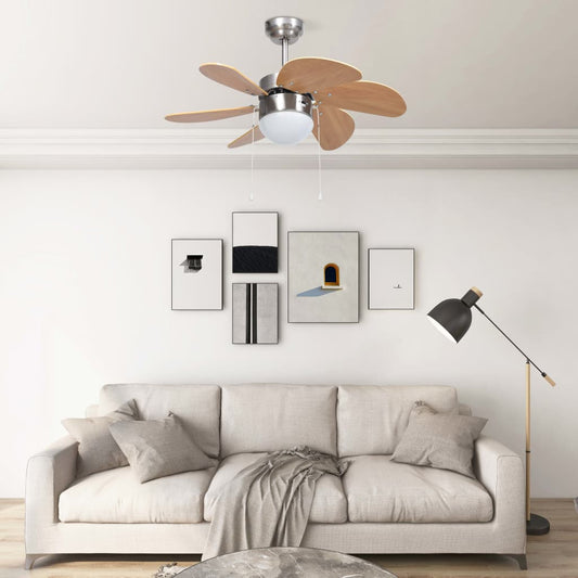 Plafondventilator Met Lamp 76 Cm Lichtbruin
